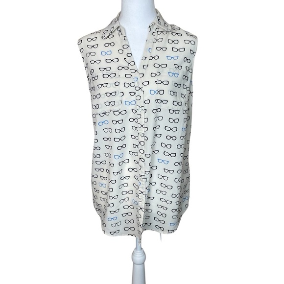 Talbots Nantucket Blouse Eyeglasses Collared Button up Sleeveless Medium Eyewear - Picture 2 of 9